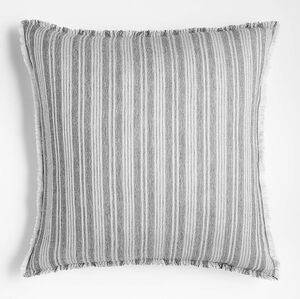 New Crate&Barrel Striped Blue decorative Pillow Cover. 23"x23" cotton and linen